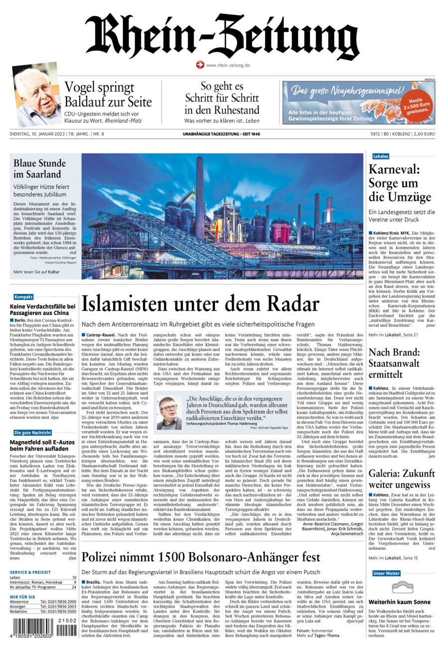 Rhein-Zeitung Koblenz & Region vom Dienstag, 10.01.2023
