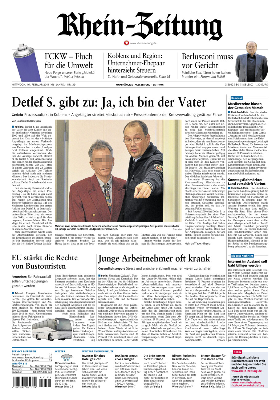 Rhein-Zeitung Koblenz & Region vom Mittwoch, 16.02.2011
