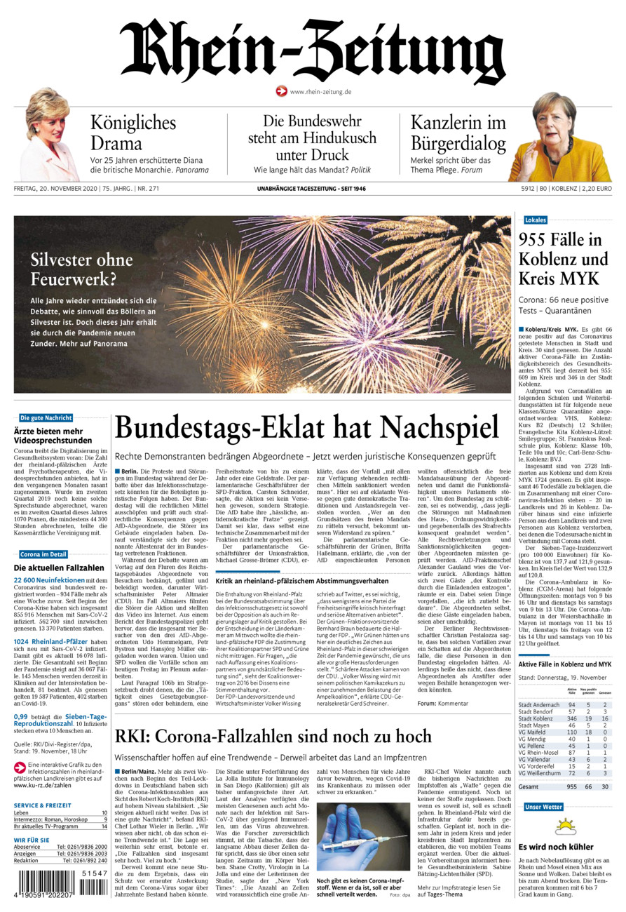 Rhein-Zeitung Koblenz & Region vom Freitag, 20.11.2020