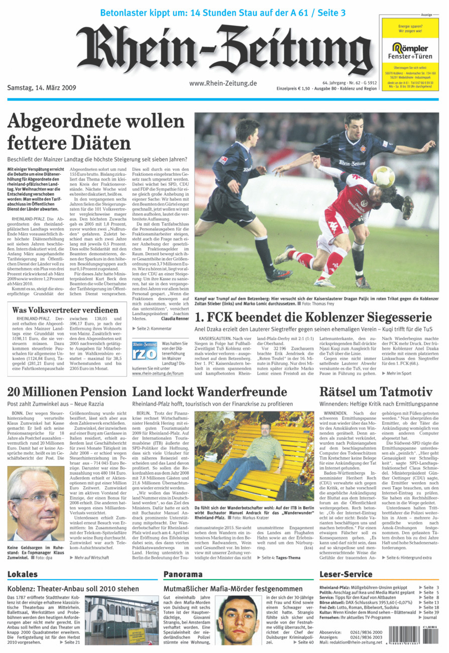 Rhein-Zeitung Koblenz & Region vom Samstag, 14.03.2009