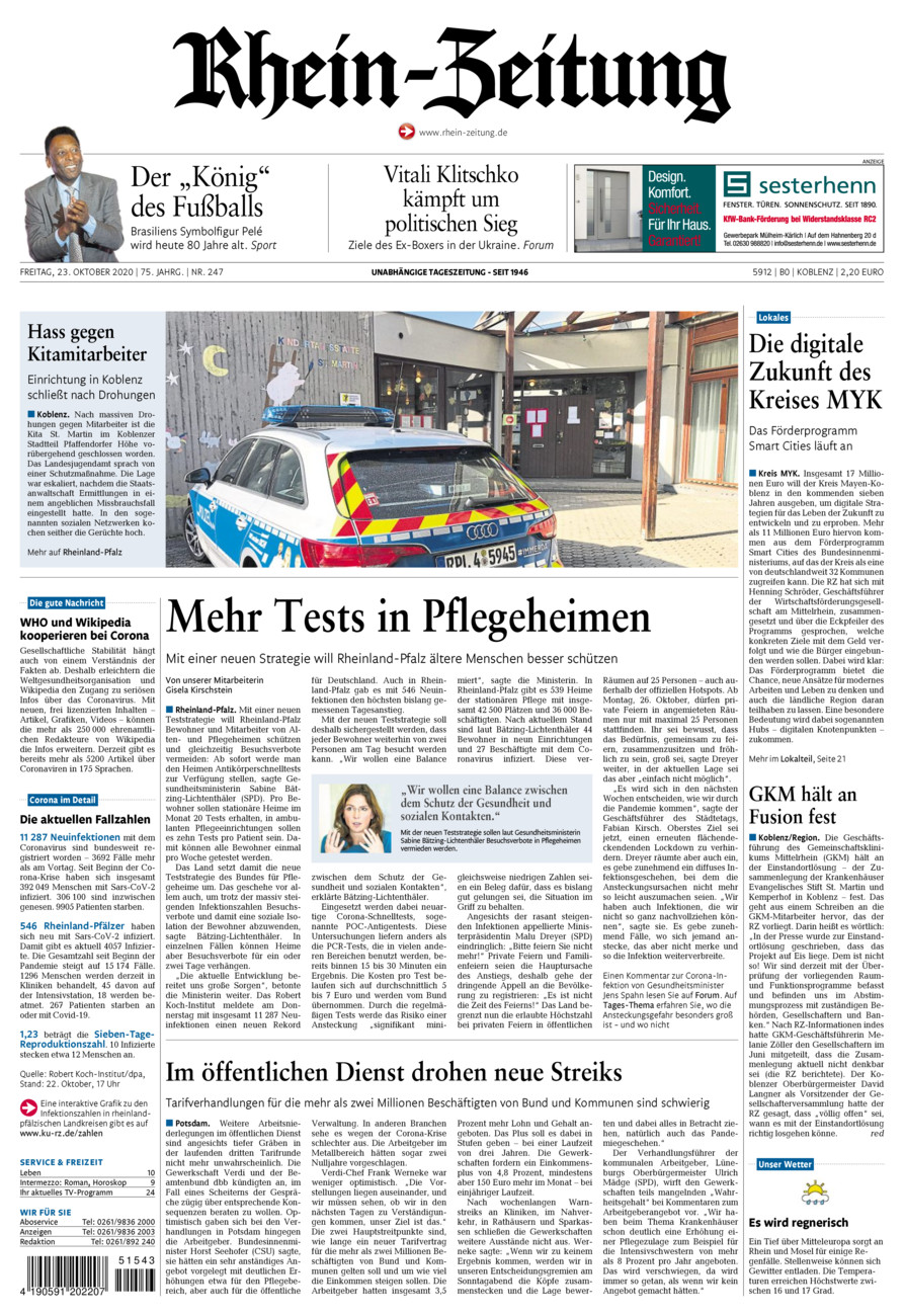Rhein-Zeitung Koblenz & Region vom Freitag, 23.10.2020