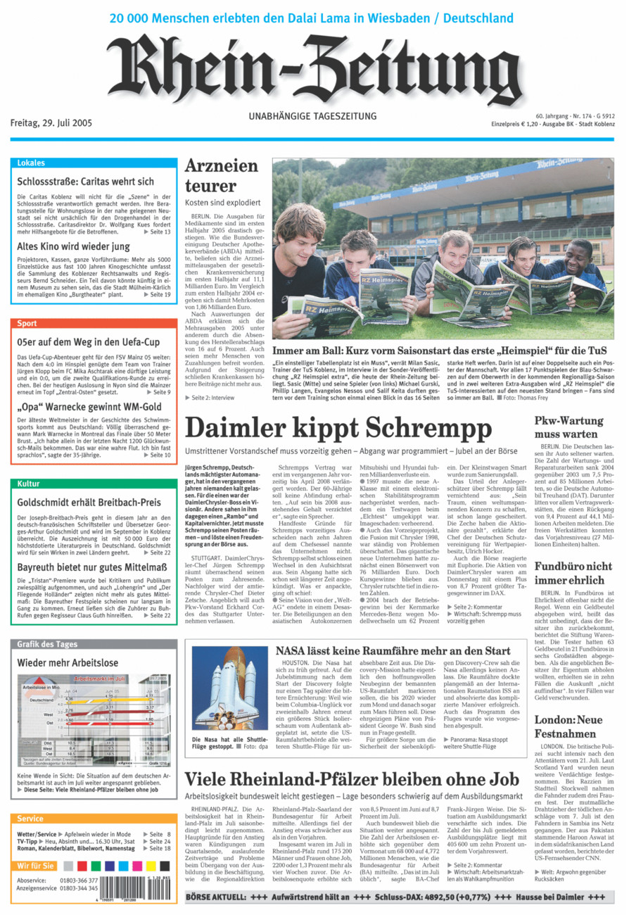 Rhein-Zeitung Koblenz & Region vom Freitag, 29.07.2005