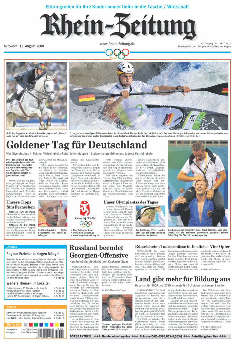Rhein-Zeitung Koblenz & Region vom Mittwoch, 13.08.2008