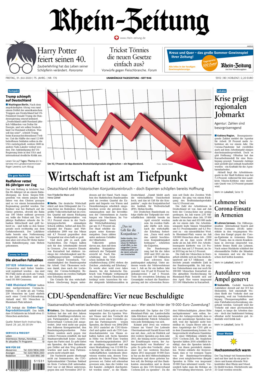 Rhein-Zeitung Koblenz & Region vom Freitag, 31.07.2020