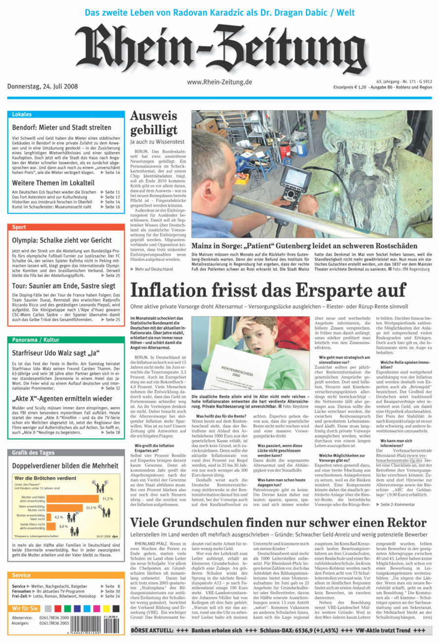 Rhein-Zeitung Koblenz & Region vom Donnerstag, 24.07.2008