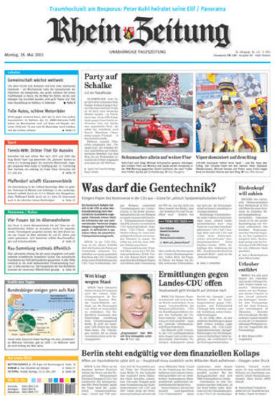 Rhein-Zeitung Koblenz & Region vom Montag, 28.05.2001
