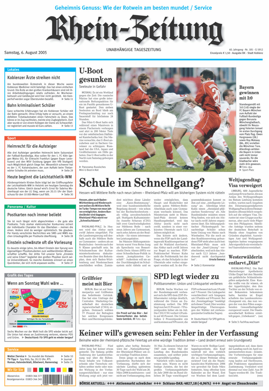 Rhein-Zeitung Koblenz & Region vom Samstag, 06.08.2005