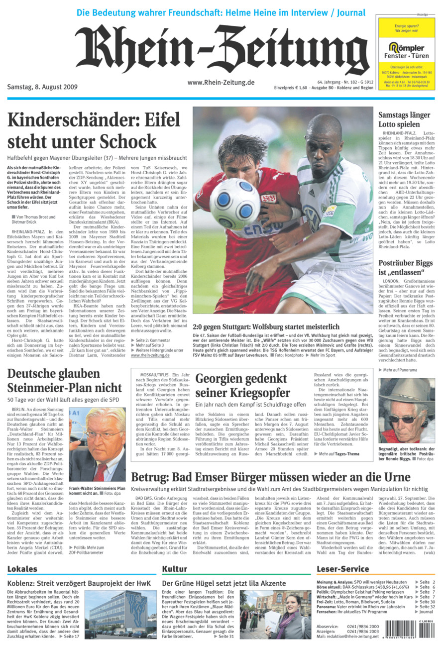 Rhein-Zeitung Koblenz & Region vom Samstag, 08.08.2009