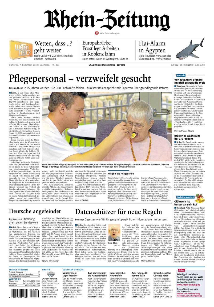 Rhein-Zeitung Koblenz & Region vom Dienstag, 07.12.2010