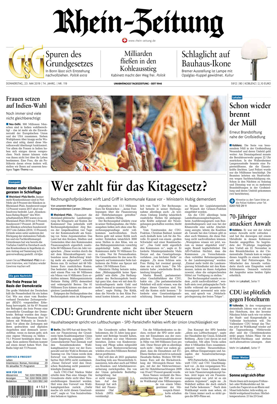 Rhein-Zeitung Koblenz & Region vom Donnerstag, 23.05.2019