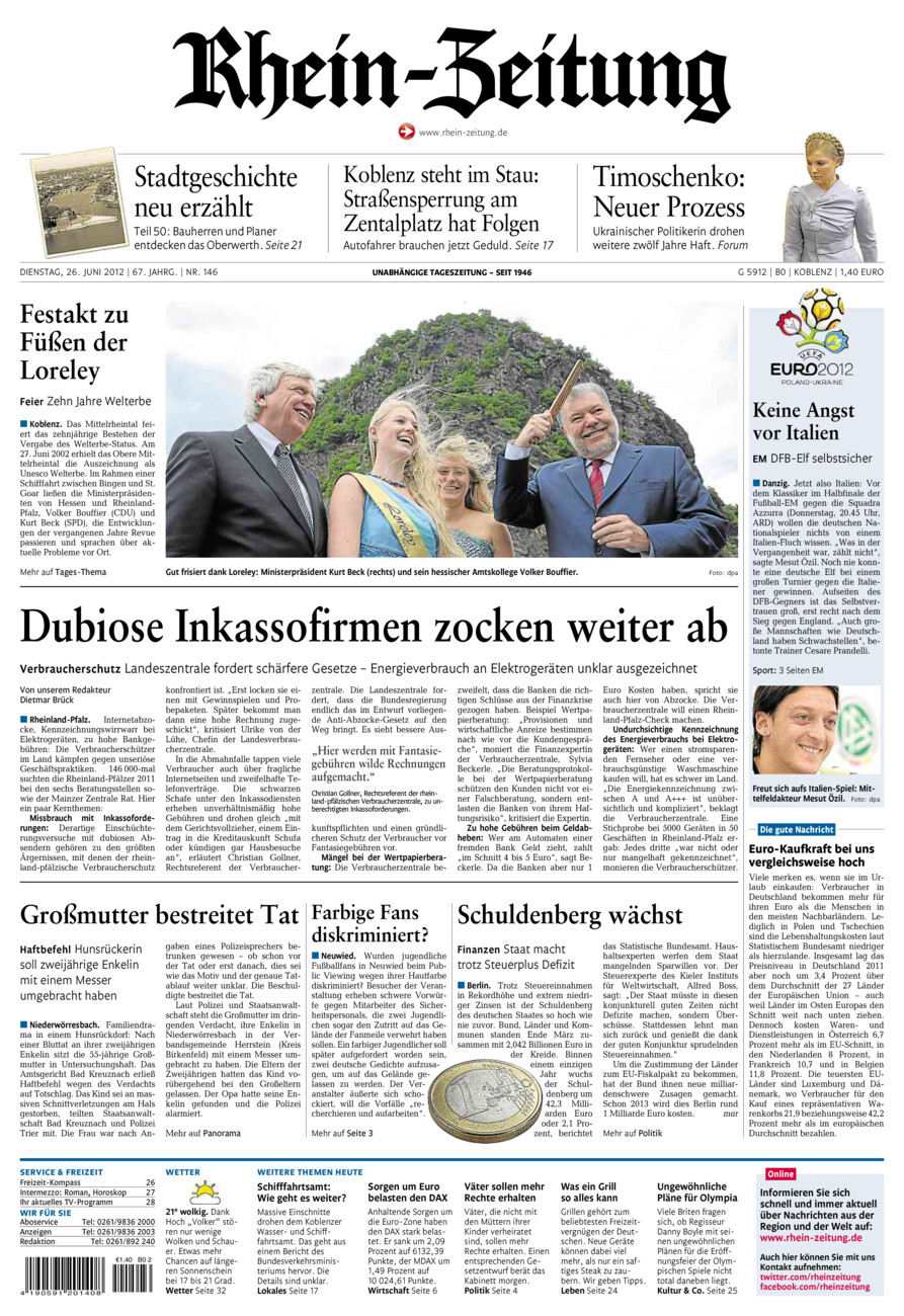 Rhein-Zeitung Koblenz & Region vom Dienstag, 26.06.2012