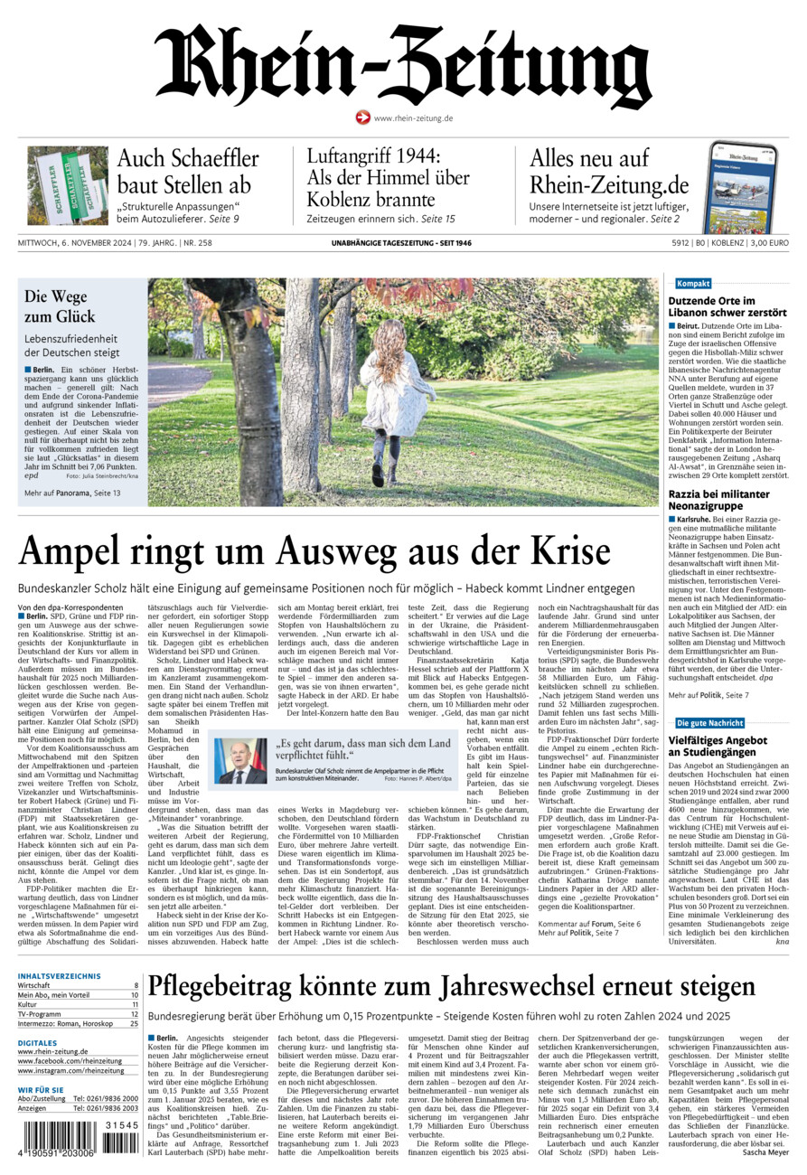 Rhein-Zeitung Koblenz & Region vom Mittwoch, 06.11.2024