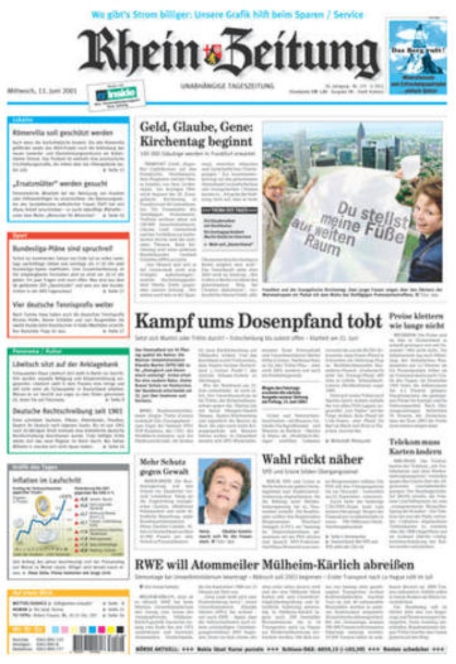 Rhein-Zeitung Koblenz & Region vom Mittwoch, 13.06.2001