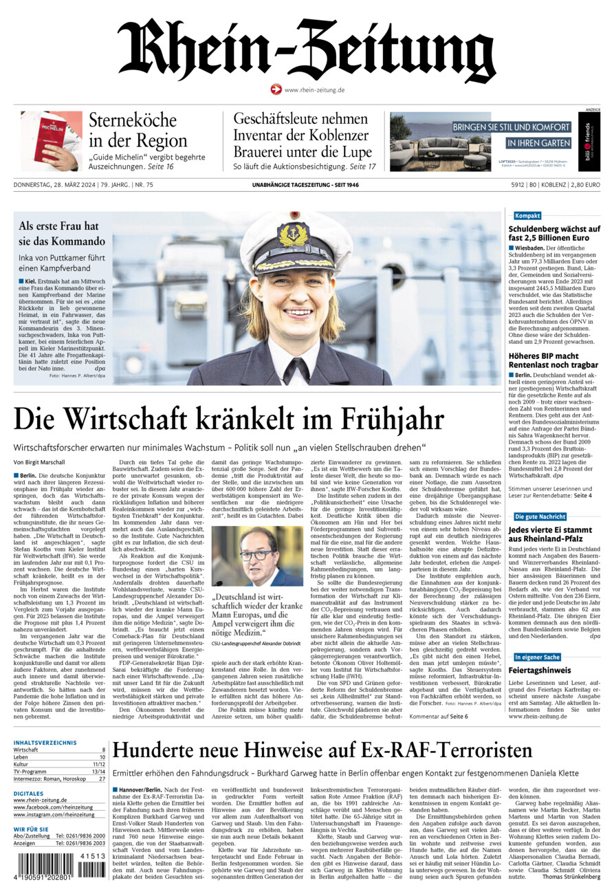Rhein-Zeitung Koblenz & Region vom Donnerstag, 28.03.2024