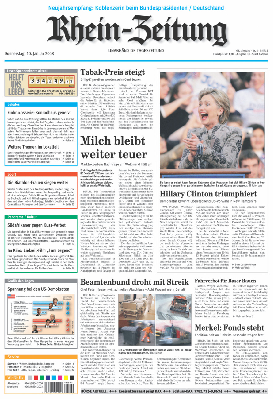 Rhein-Zeitung Koblenz & Region vom Donnerstag, 10.01.2008