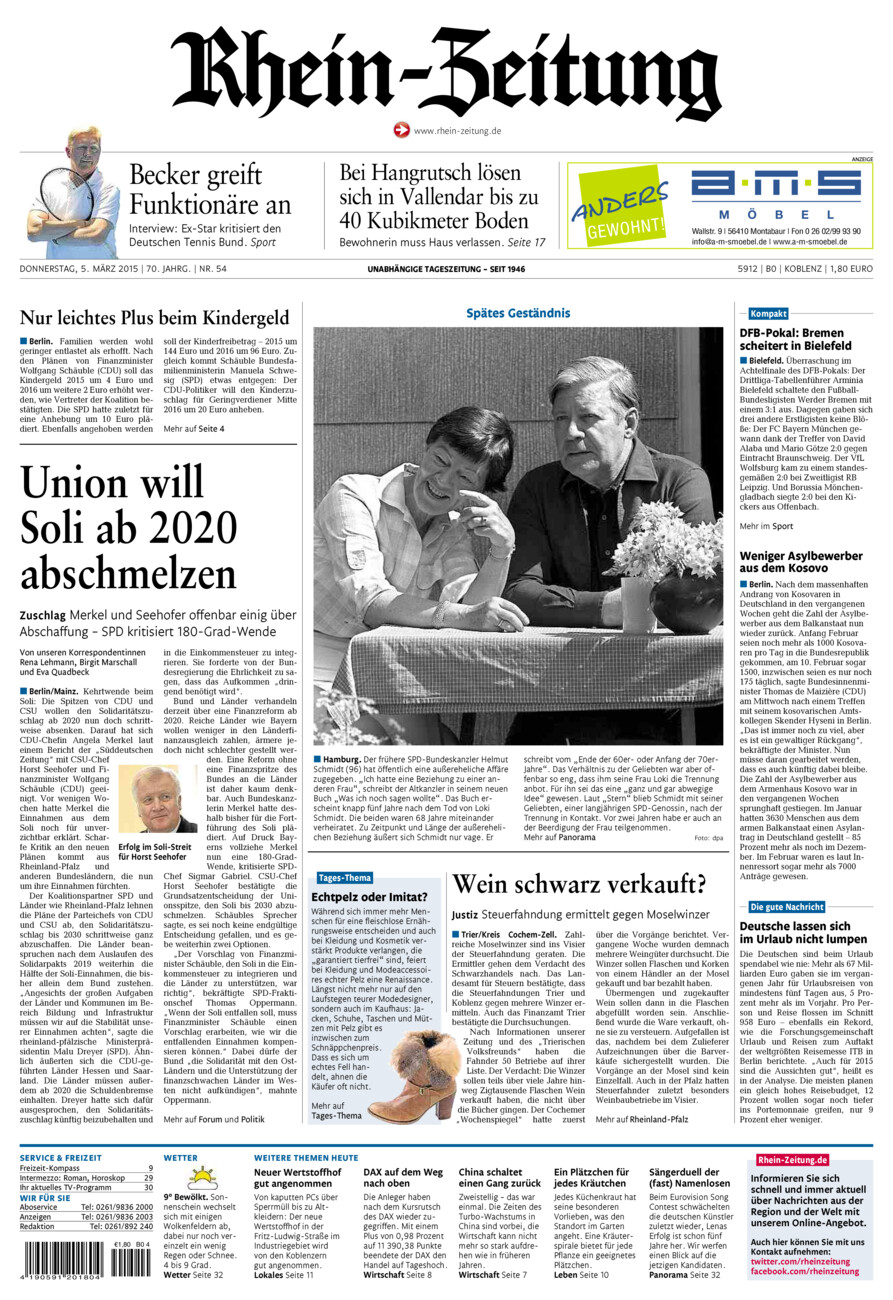 Rhein-Zeitung Koblenz & Region vom Donnerstag, 05.03.2015