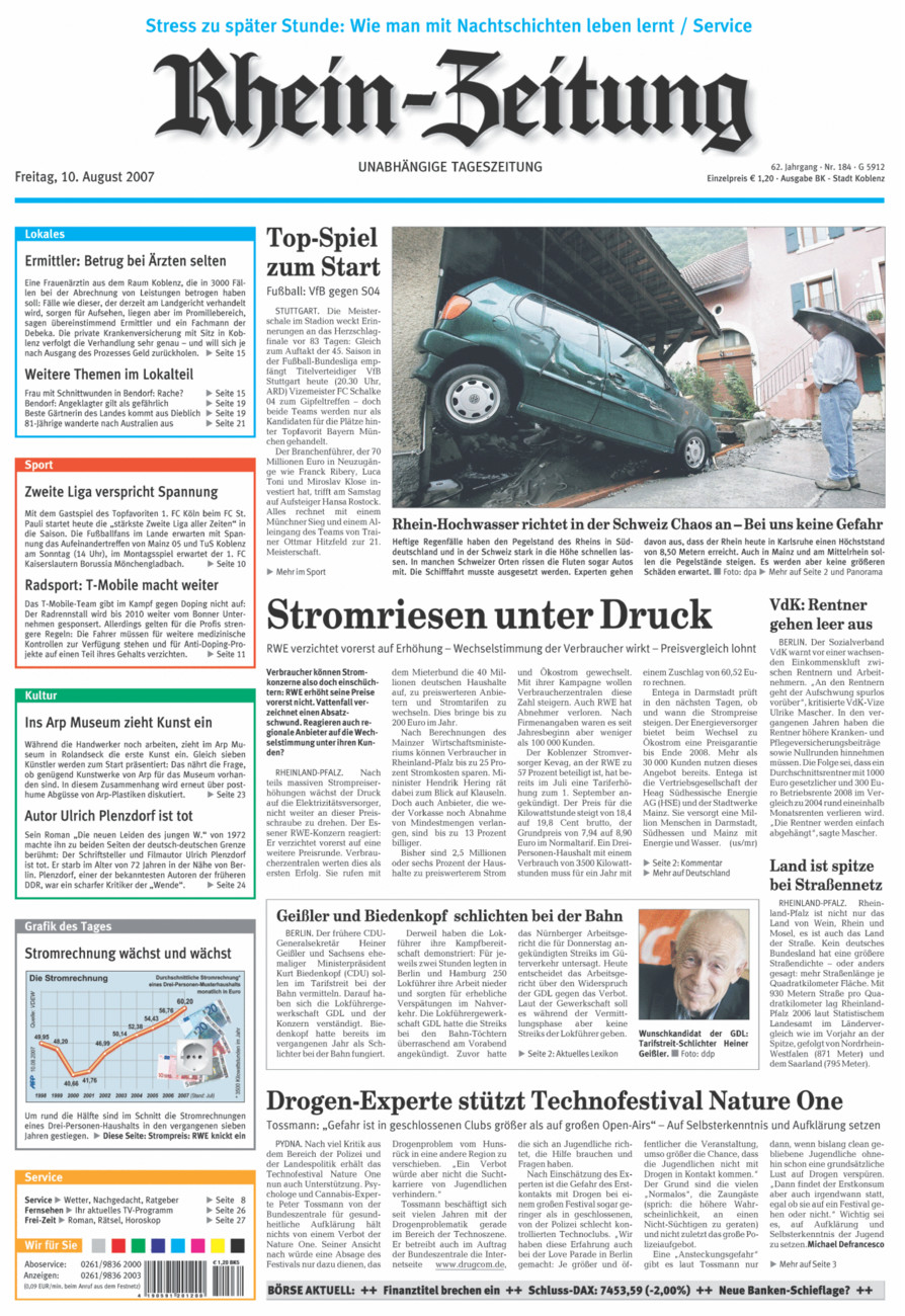 Rhein-Zeitung Koblenz & Region vom Freitag, 10.08.2007