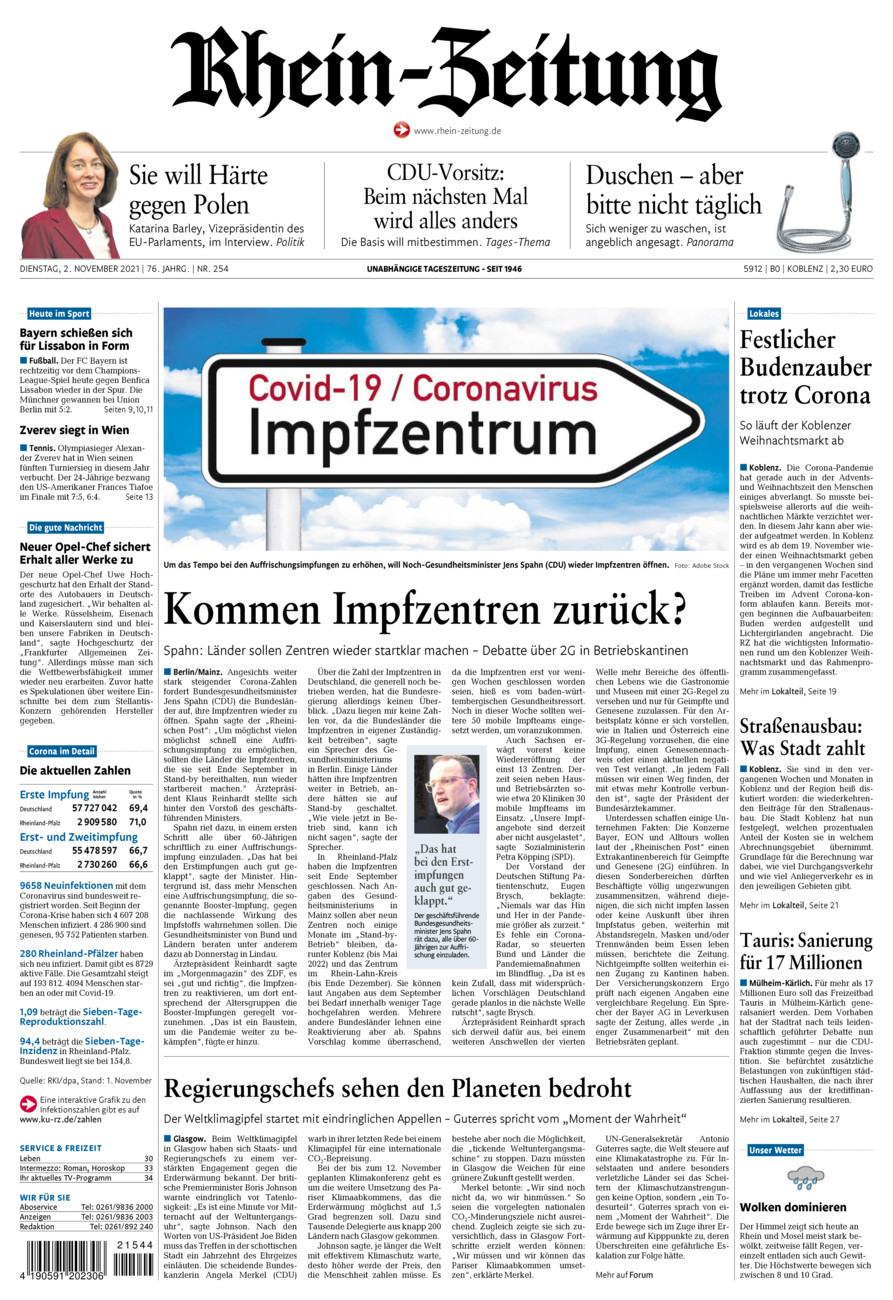 Rhein-Zeitung Koblenz & Region vom Dienstag, 02.11.2021