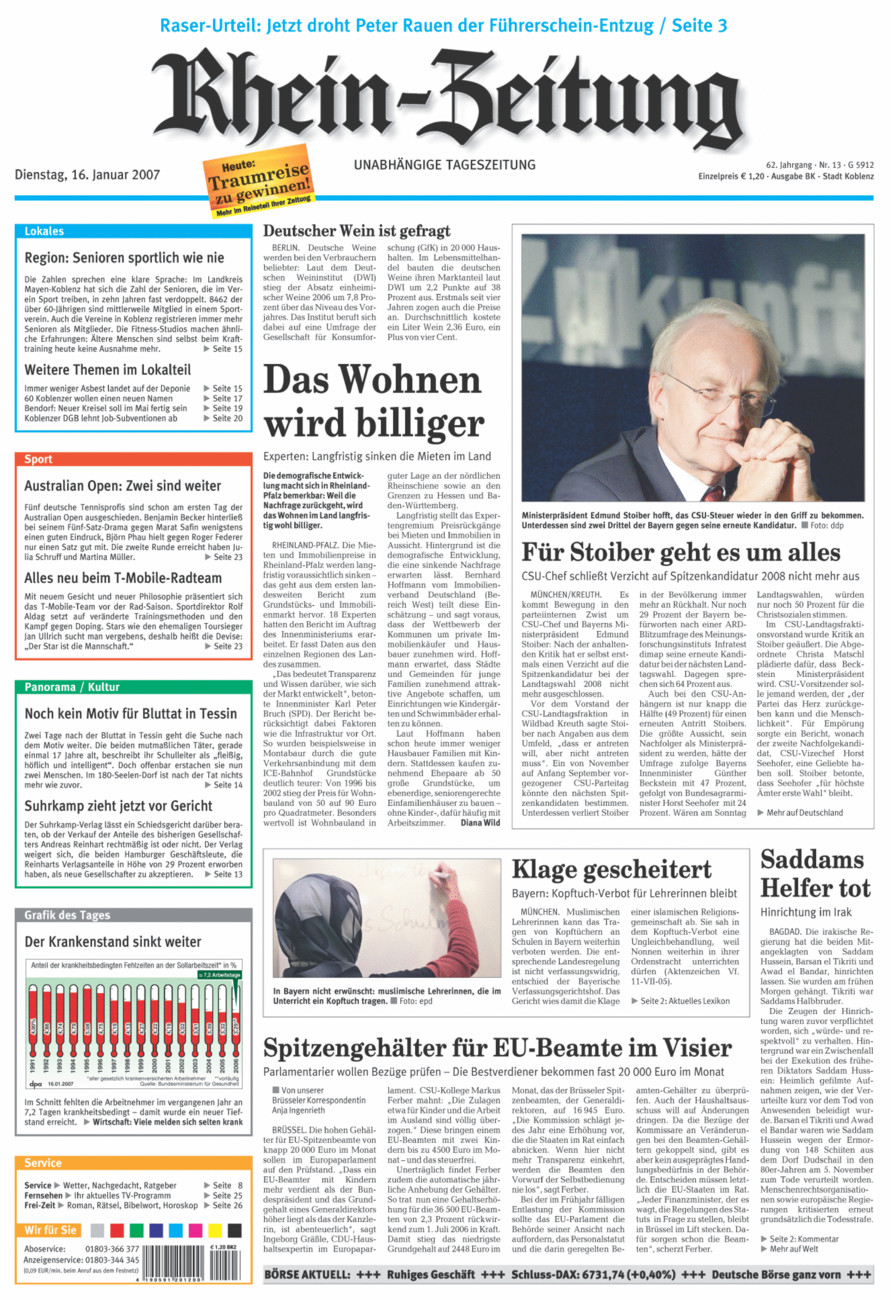 Rhein-Zeitung Koblenz & Region vom Dienstag, 16.01.2007