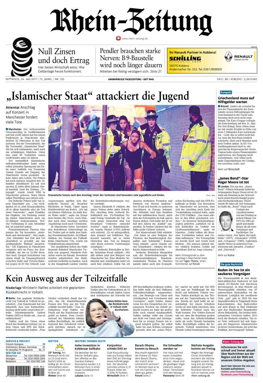 Rhein-Zeitung Koblenz & Region vom Mittwoch, 24.05.2017