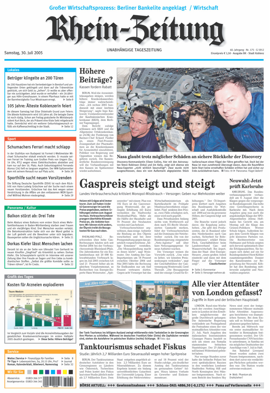 Rhein-Zeitung Koblenz & Region vom Samstag, 30.07.2005