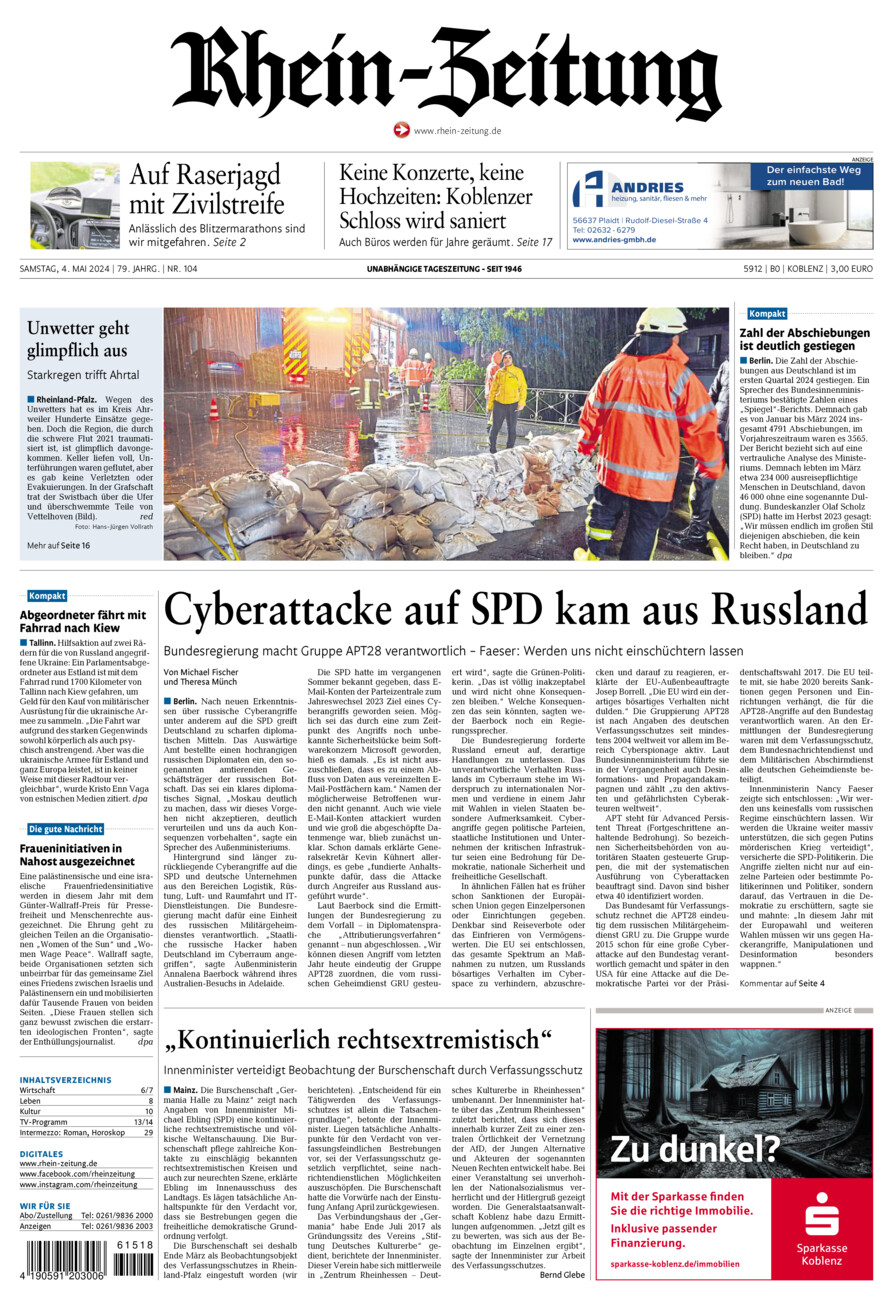 Rhein-Zeitung Koblenz & Region vom Samstag, 04.05.2024