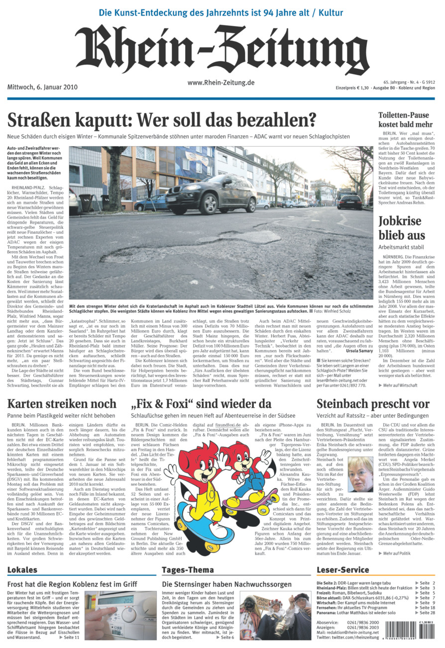 Rhein-Zeitung Koblenz & Region vom Mittwoch, 06.01.2010