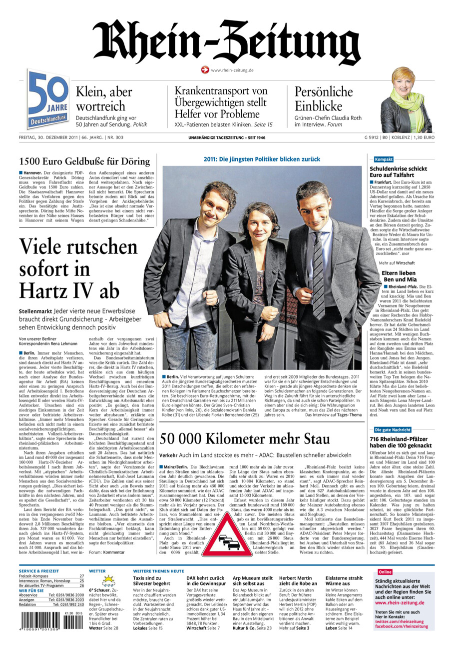 Rhein-Zeitung Koblenz & Region vom Freitag, 30.12.2011