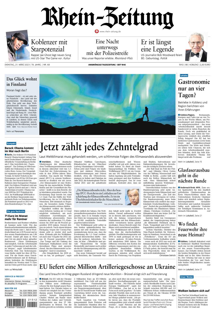 Rhein-Zeitung Koblenz & Region vom Dienstag, 21.03.2023