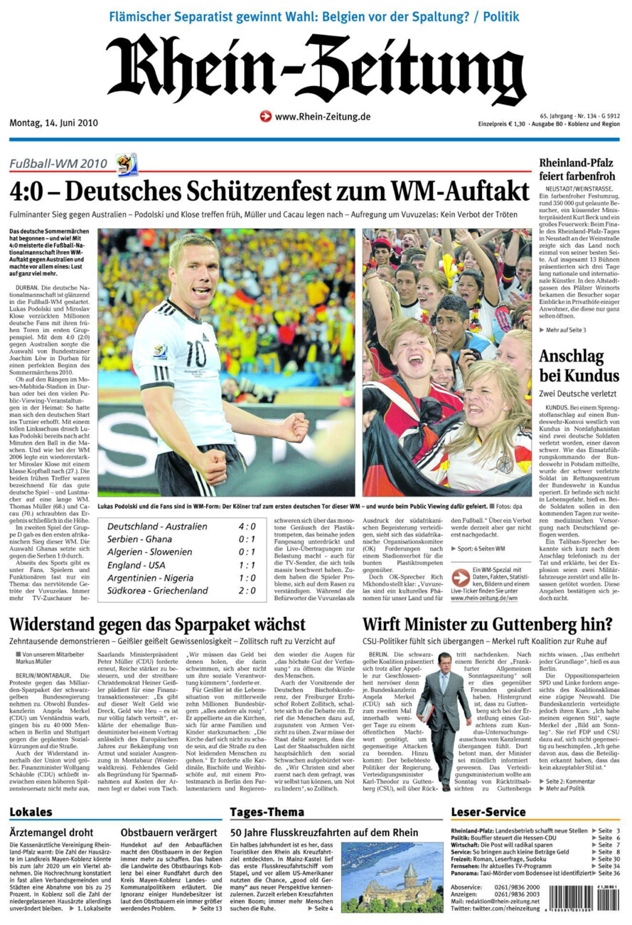 Rhein-Zeitung Koblenz & Region vom Montag, 14.06.2010