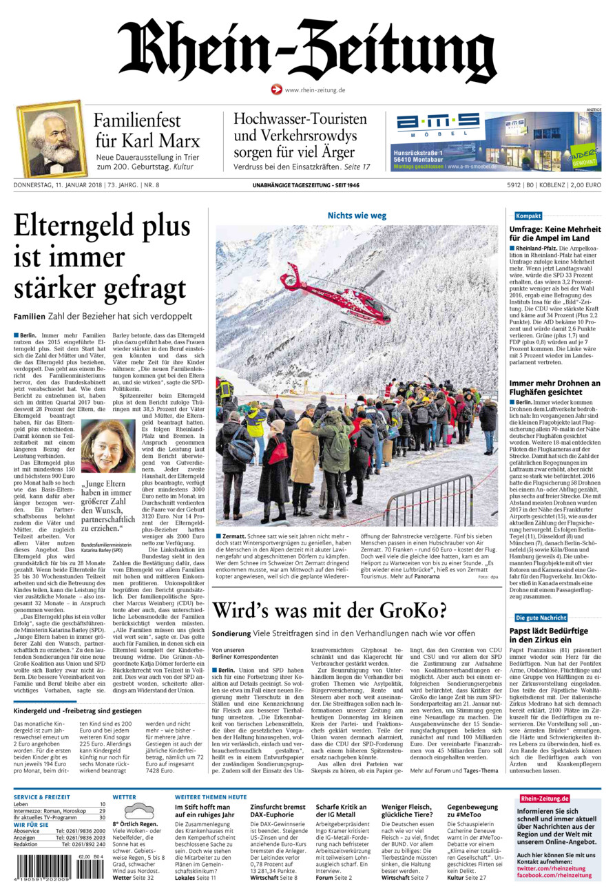 Rhein-Zeitung Koblenz & Region vom Donnerstag, 11.01.2018
