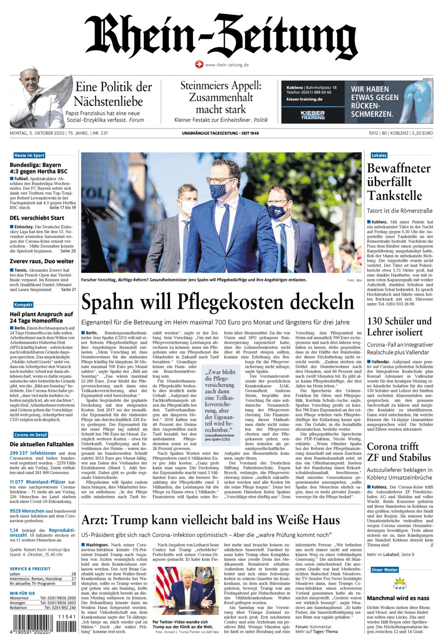 Rhein-Zeitung Koblenz & Region vom Montag, 05.10.2020
