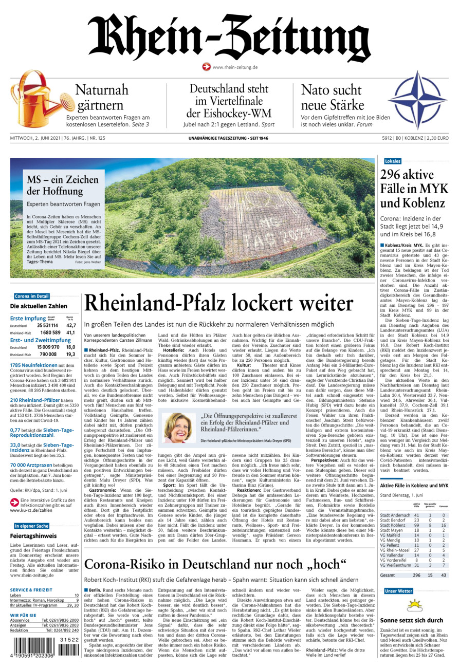 Rhein-Zeitung Koblenz & Region vom Mittwoch, 02.06.2021
