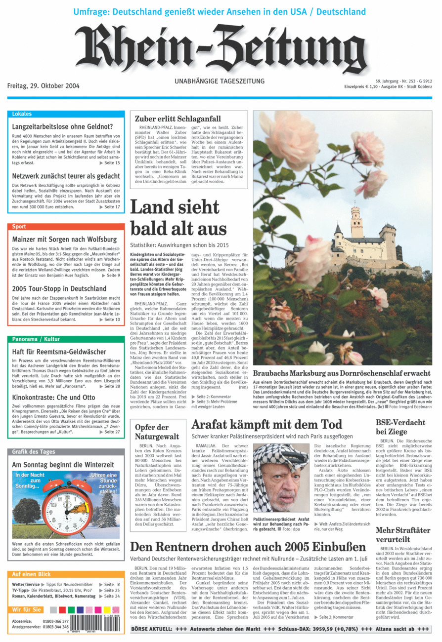Rhein-Zeitung Koblenz & Region vom Freitag, 29.10.2004