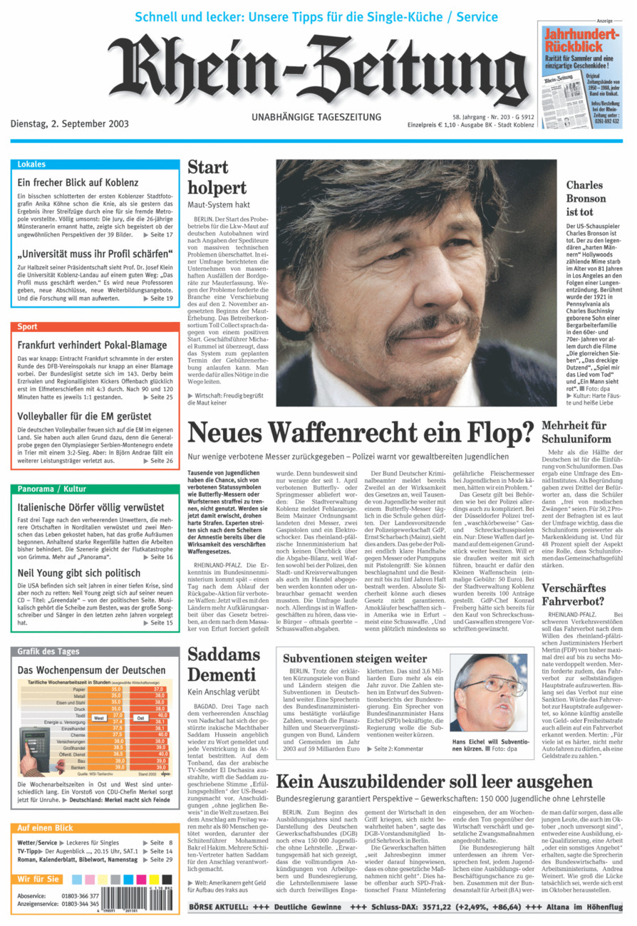 Rhein-Zeitung Koblenz & Region vom Dienstag, 02.09.2003