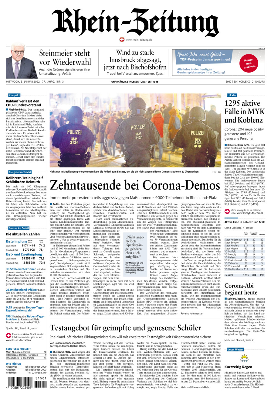 Rhein-Zeitung Koblenz & Region vom Mittwoch, 05.01.2022
