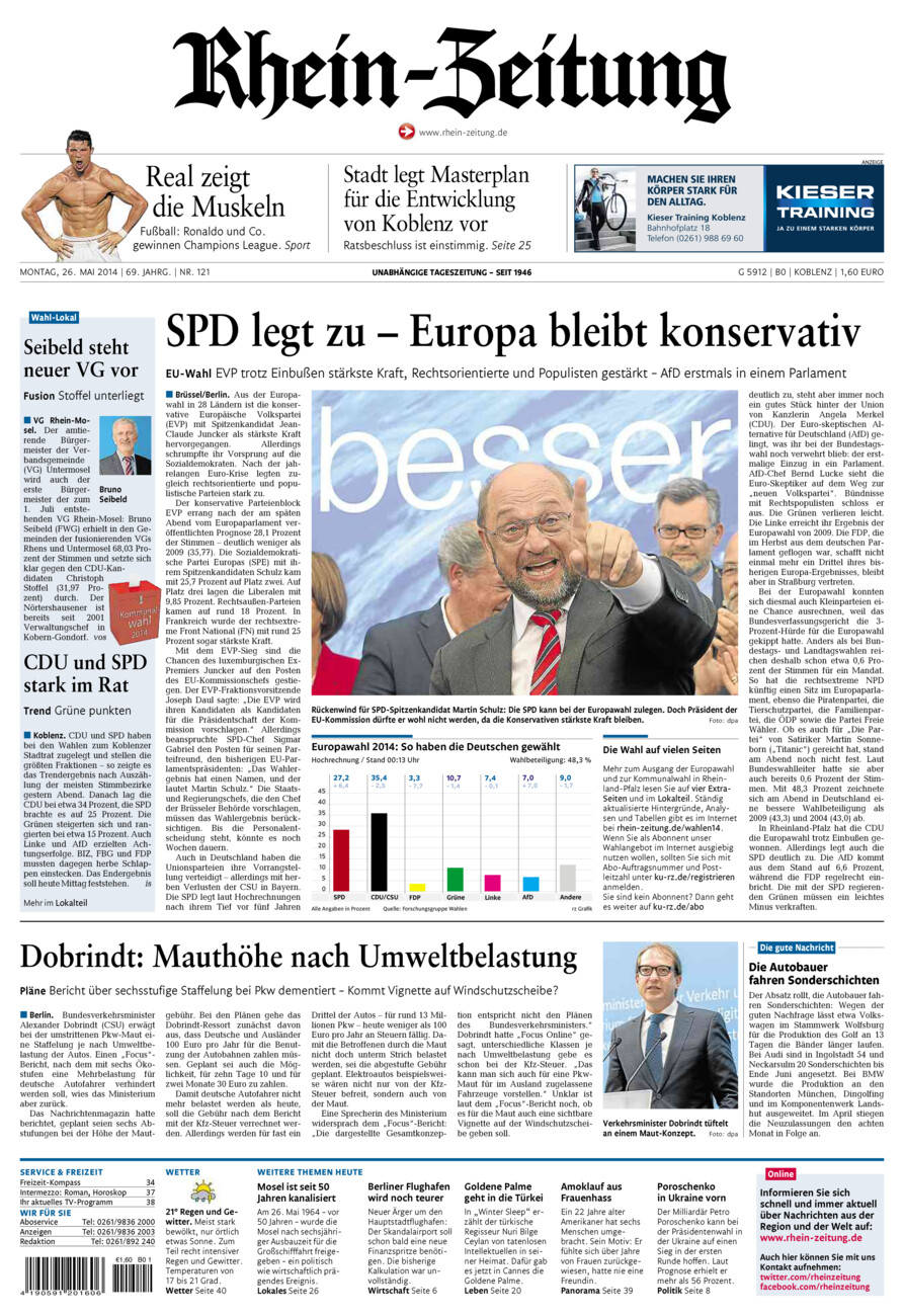 Rhein-Zeitung Koblenz & Region vom Montag, 26.05.2014