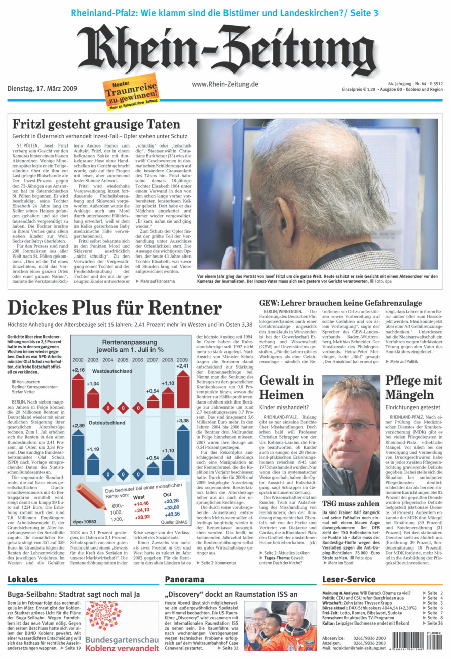 Rhein-Zeitung Koblenz & Region vom Dienstag, 17.03.2009
