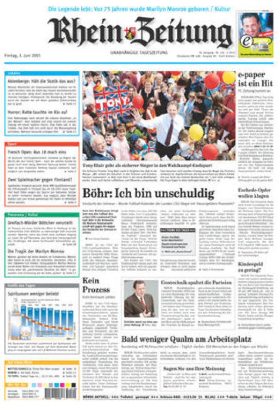 Rhein-Zeitung Koblenz & Region vom Freitag, 01.06.2001