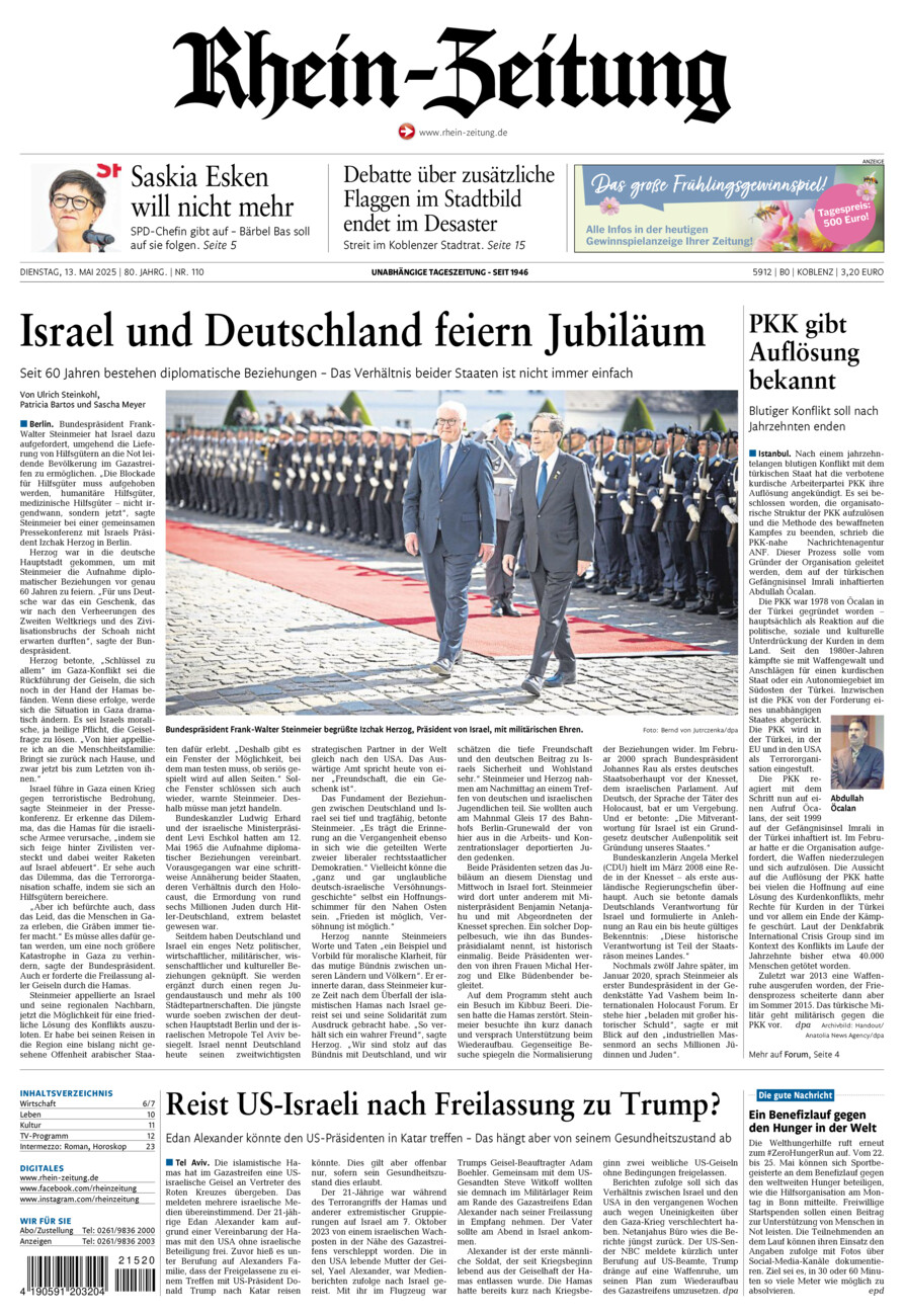 Rhein-Zeitung Koblenz & Region vom Dienstag, 13.05.2025
