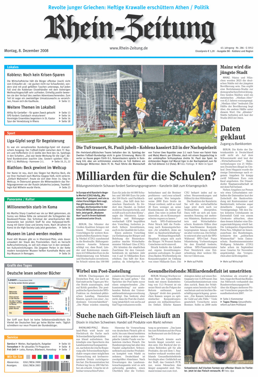 Rhein-Zeitung Koblenz & Region vom Montag, 08.12.2008