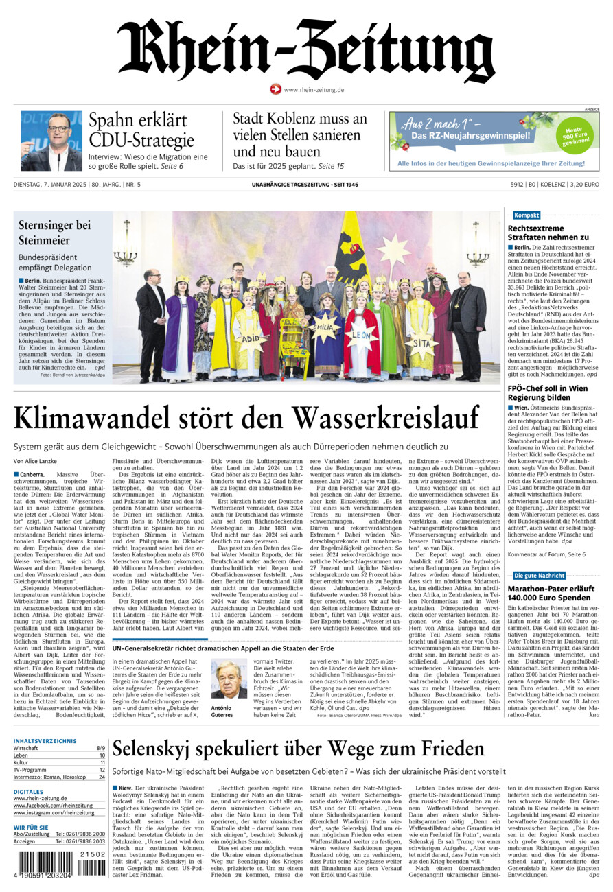 Rhein-Zeitung Koblenz & Region vom Dienstag, 07.01.2025