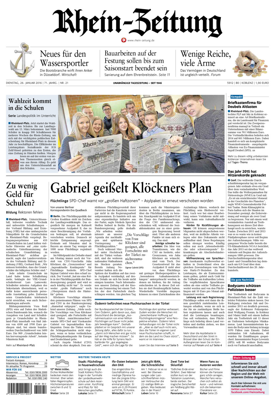 Rhein-Zeitung Koblenz & Region vom Dienstag, 26.01.2016