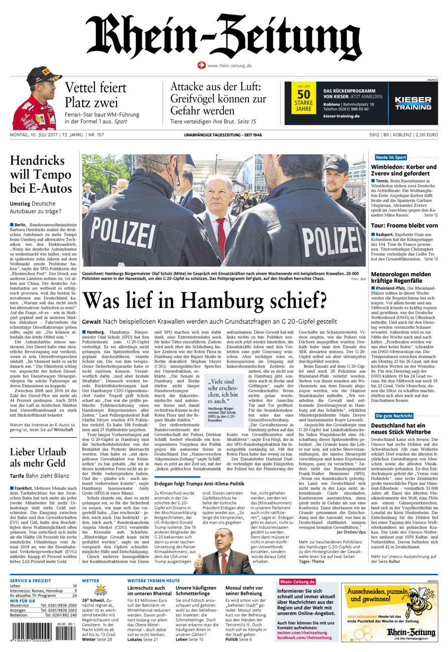Rhein-Zeitung Koblenz & Region vom Montag, 10.07.2017