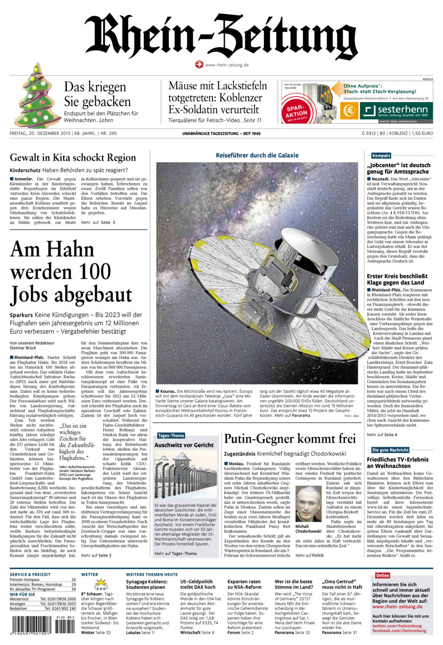 Rhein-Zeitung Koblenz & Region vom Freitag, 20.12.2013