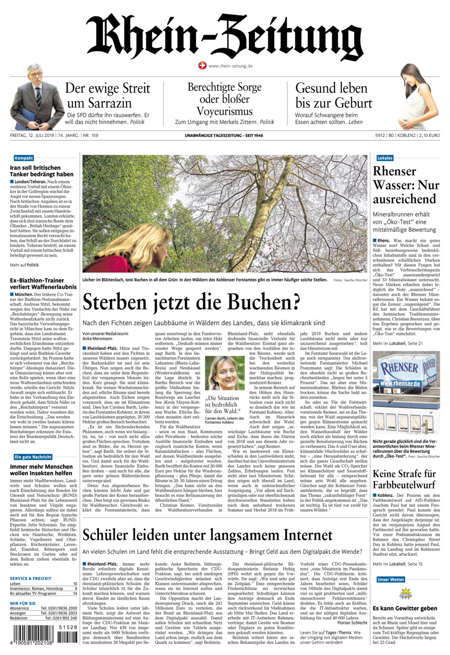 Rhein-Zeitung Koblenz & Region vom Freitag, 12.07.2019