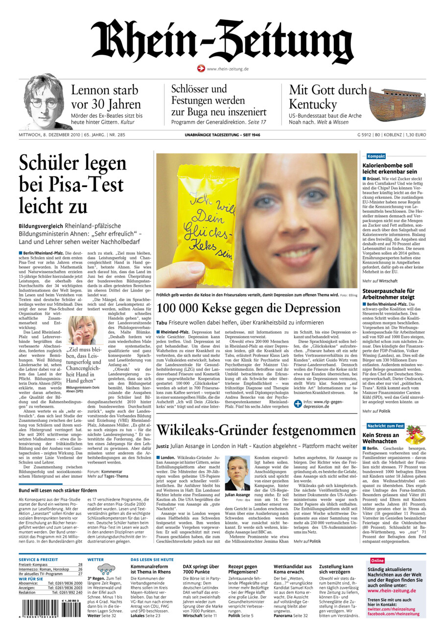 Rhein-Zeitung Koblenz & Region vom Mittwoch, 08.12.2010