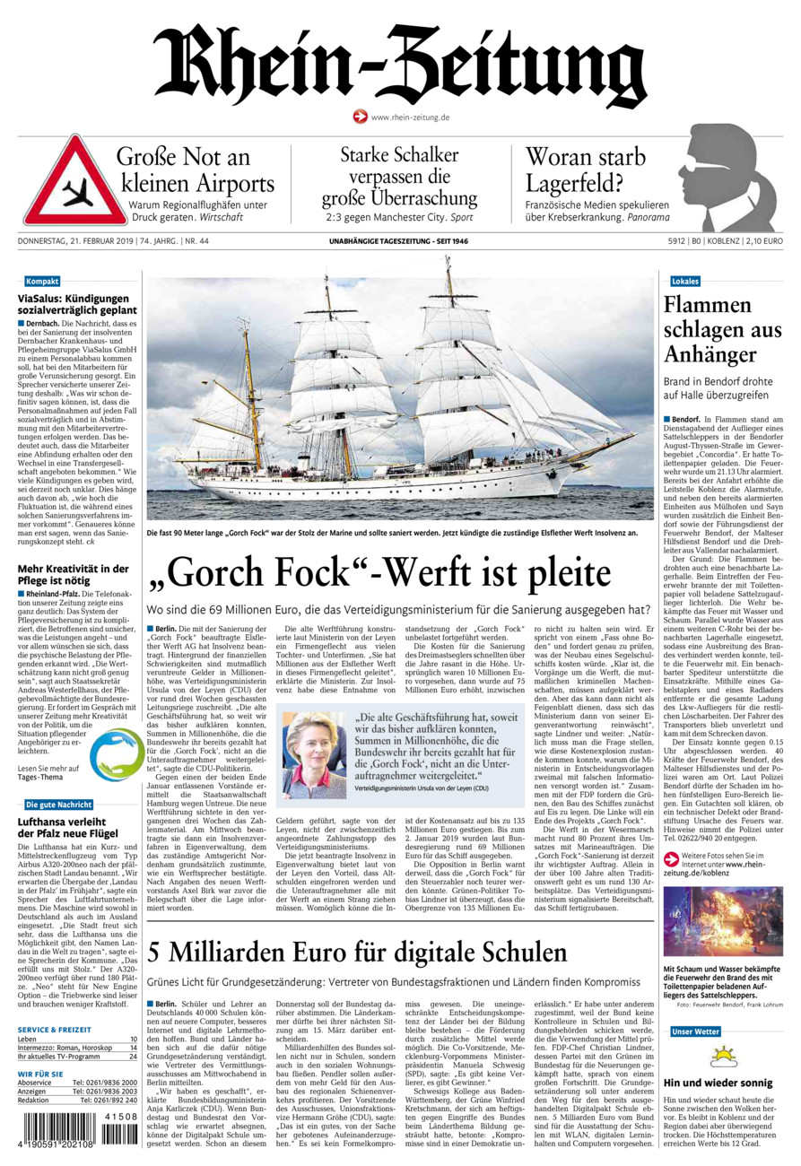 Rhein-Zeitung Koblenz & Region vom Donnerstag, 21.02.2019