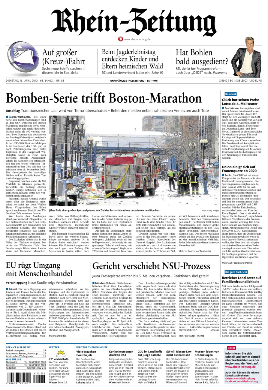 Rhein-Zeitung Koblenz & Region vom Dienstag, 16.04.2013