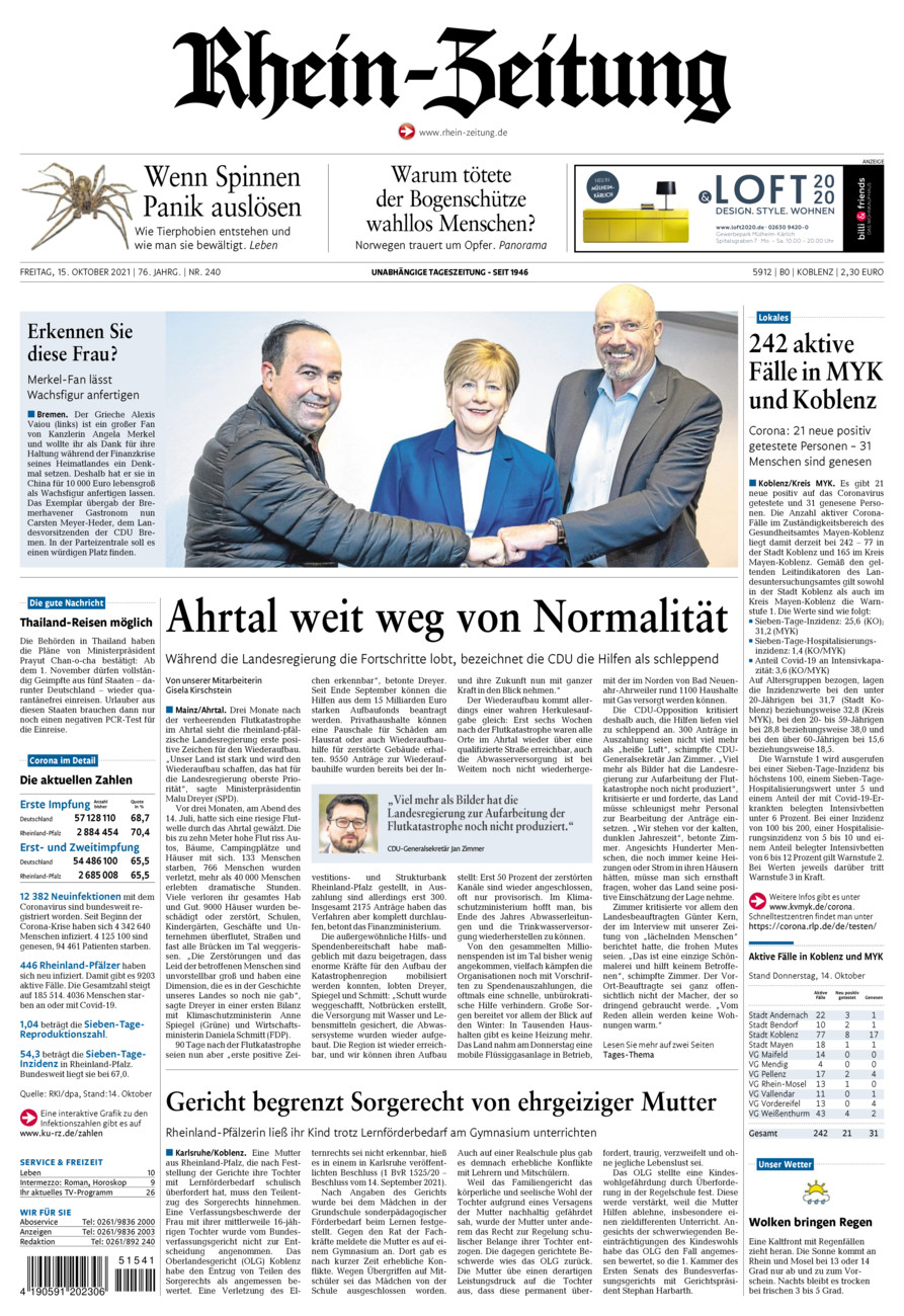 Rhein-Zeitung Koblenz & Region vom Freitag, 15.10.2021
